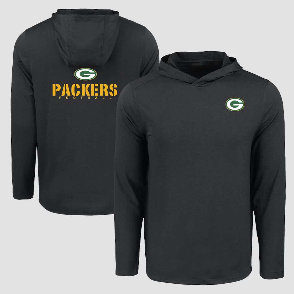 Men 2026 NFL Green Bay Packers Hooded long sleeved T-shirt black 05